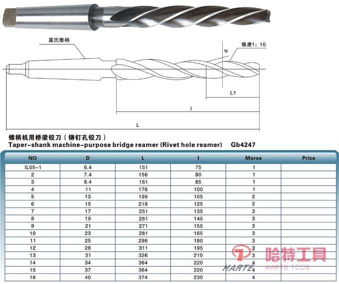 錐柄機用鉸刀鉚釘孔鉸刀